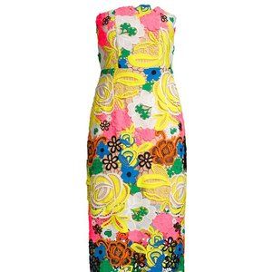 Milly Strapless Floral Lace Midi-Dress Size 4 (New w/Tags)